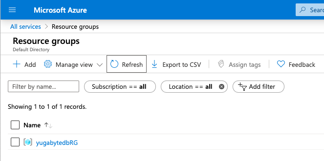 Resource Groups at Microsoft Azure Portal