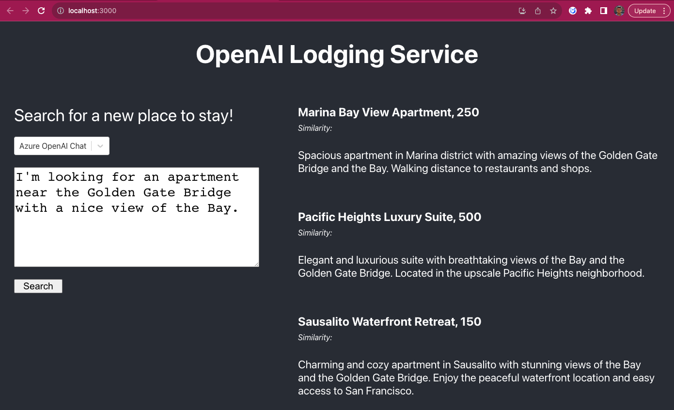 Lodging Service Results
