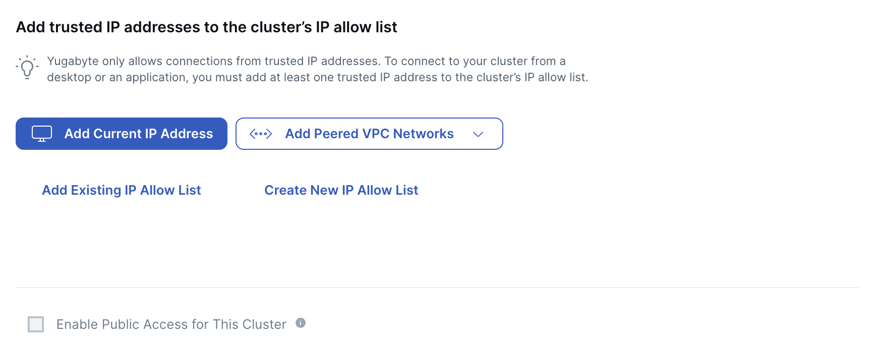 Add Cluster Wizard - Network Access